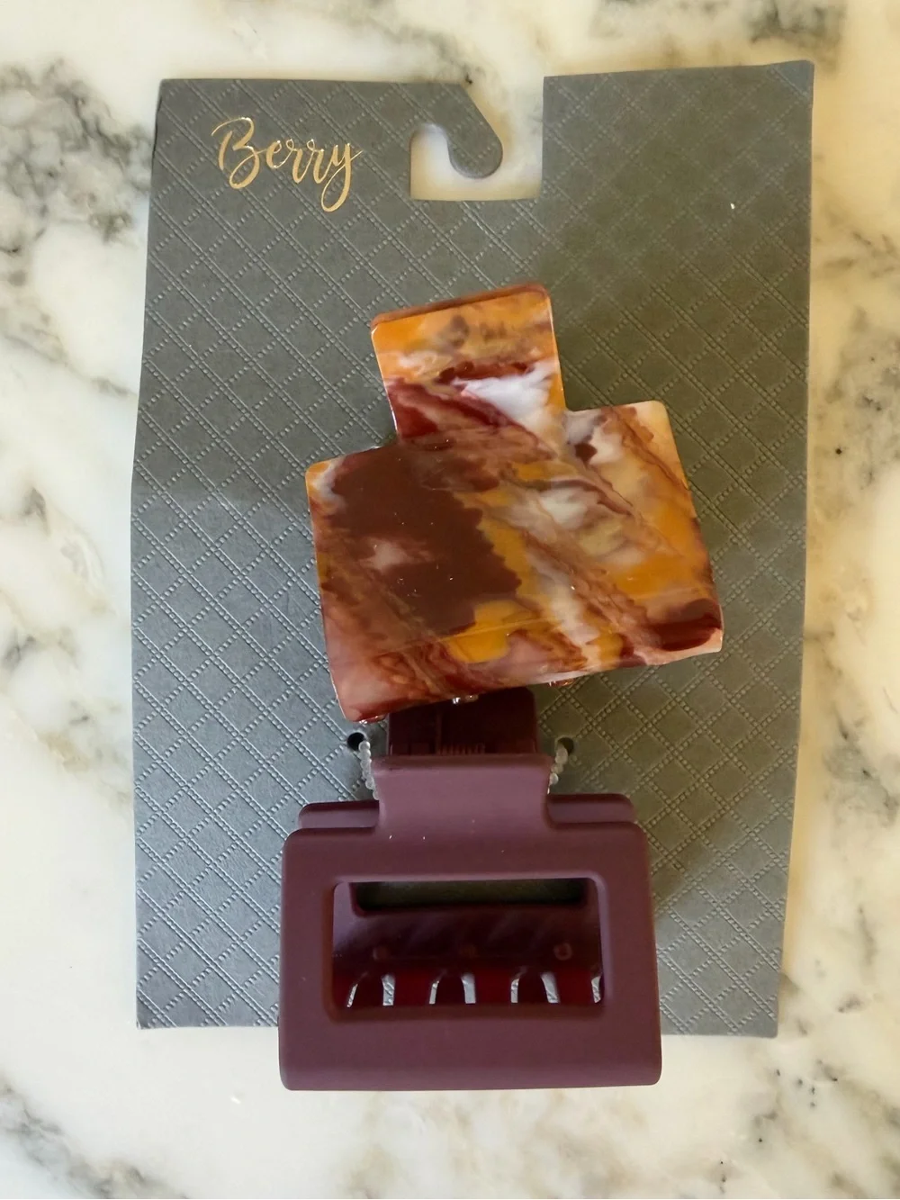 NWT Berry Set of 2 Hair Claw Clips Burgundy Tortoise Matte Rectangle Clips